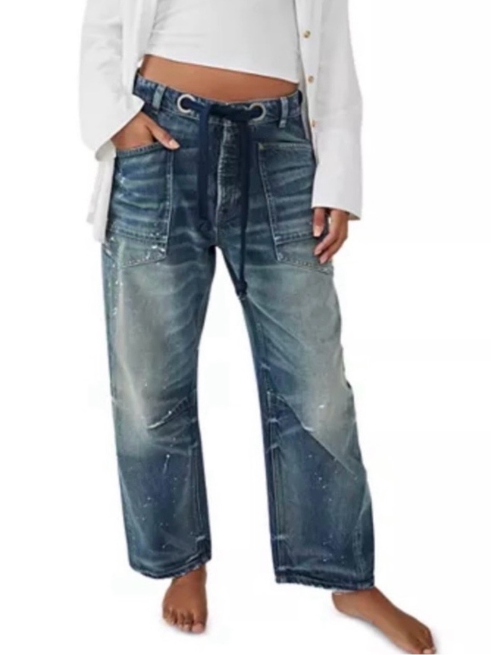 Free People Washed Blue Moxie barrel Jeans